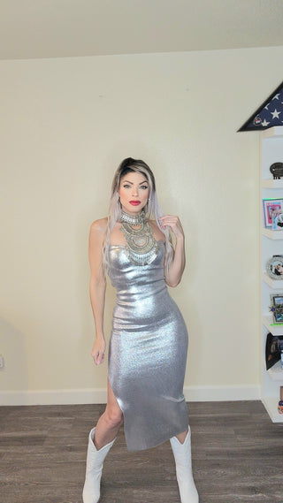 Magic Silver midi dress