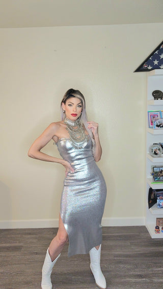 Magic Silver midi dress