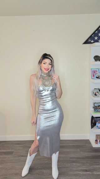 Magic Silver midi dress