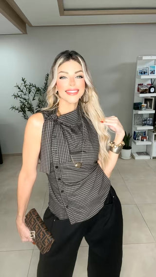 Brown plaid top