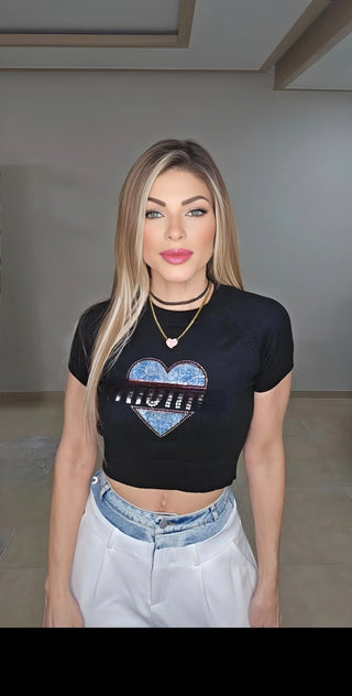 Denim Heart top