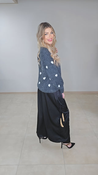Gray Hearts sweater top