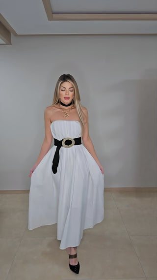 Midnight Bloom White Dress