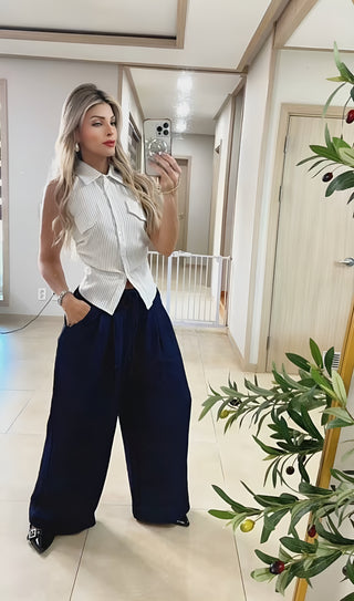 Dark tencel trouser pants
