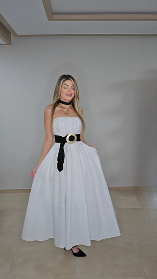 Midnight Bloom White Dress