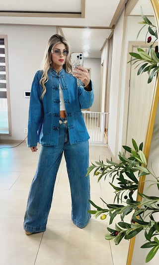 Chinese on denim jacket
