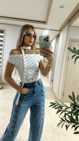 White muse polka top