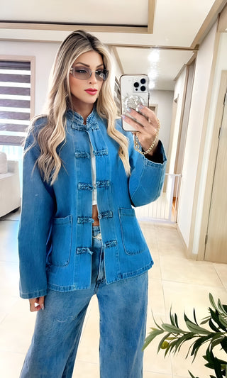 Chinese on denim jacket