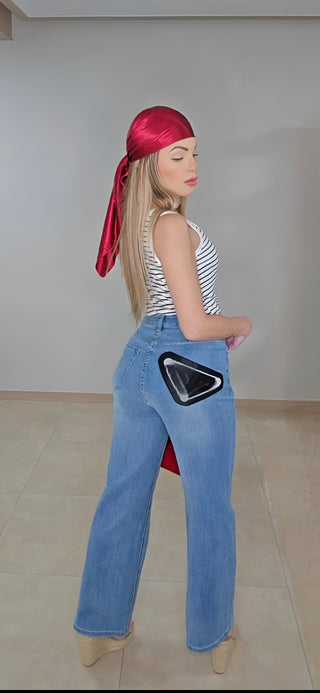 Denim patch jeans