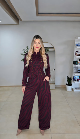 Zebra wild wine pants set