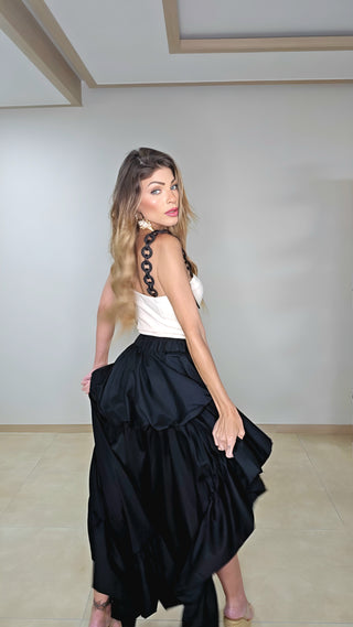Plena black ruffled Hi Lo skirt