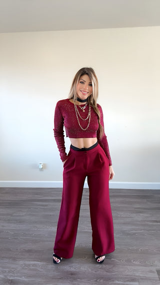 Alice glitter burgundy top