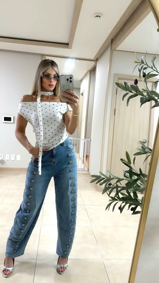 White muse polka top