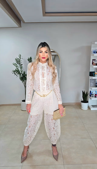 Cream Chinese lace set